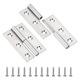 PATIKIL 2 Pcs Lift Off Hinge, 3" Detachable Lift Off Hinges Right Handed Slip Joint Flag Hinge 304 Stainless Steel Butt Door Hinge for Door Cabinet Equipment