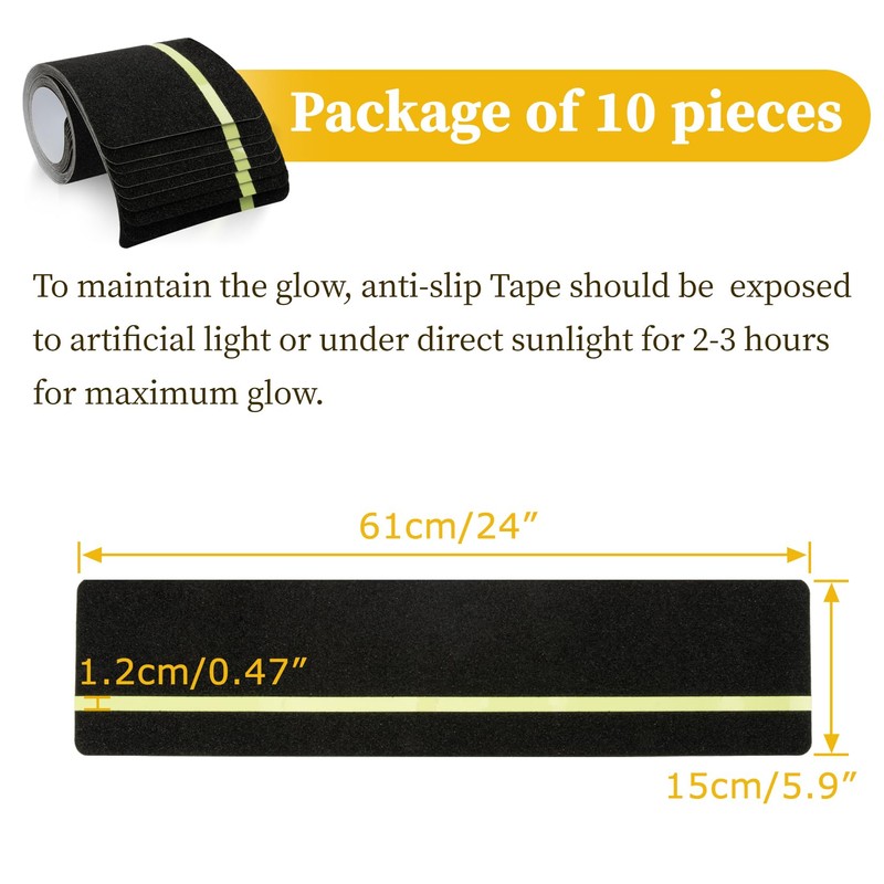 CARGEN Non Slip Grip Tape with Glow in Dark Stripe,