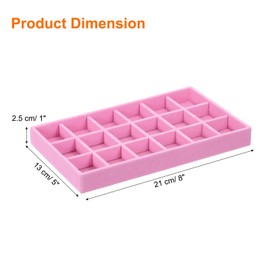 uxcell Jewelry Organizer Tray Stackable, Wooden Jewelry Containers Velvet Drawer Organizer Inserts Holder for Earrings Necklaces Rings Bracelet (8" x 5" x 1" Pink)