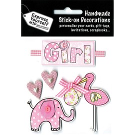 Express Yourself MIP MIP 3D Stickers Pink Stork and Elephant, Acrylic, Multicoloured, 0.09 x 3.9 x 5.9 cm