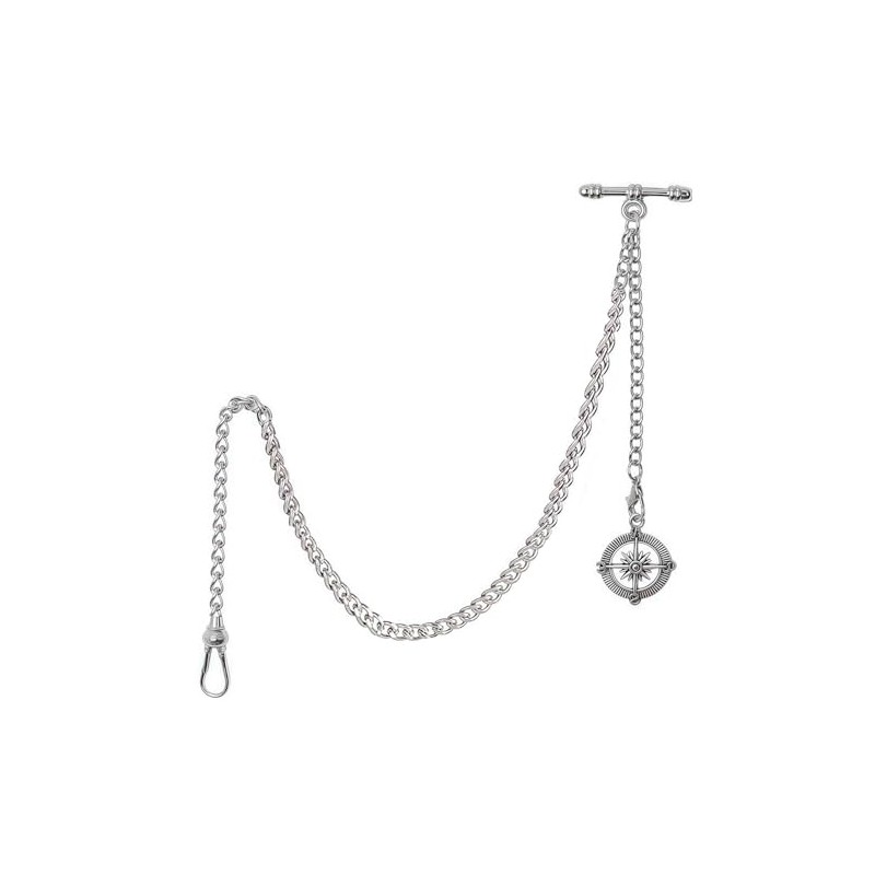 Kchss Pocket Watch Chain Double Albert Chain T-Bar Watch Chain