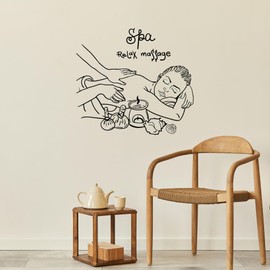 Vinyl Wall Decal Spa Massage Woman Relax Salon Therapy Stickers Mural Large Decor (ig5124) Black