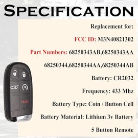 SUPALAND Llavero remoto de repuesto para Jeep Compass 2017 2018 2019 2020 2021 2022 2023 2024 5 botones entrada inteligente de proximidad sin llave co