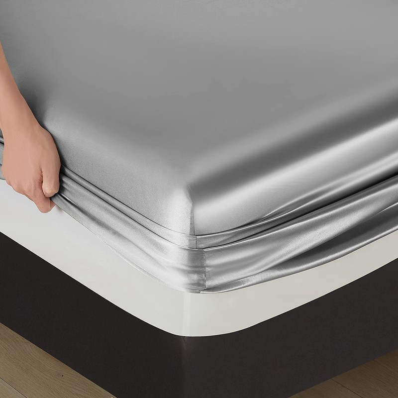 1800 TC Silk Satin Fitted Sheet, Fitted Sheet Only, 1
