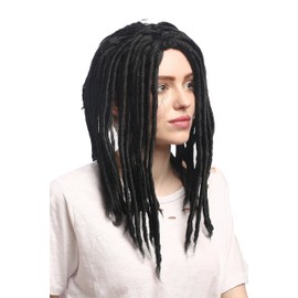 Wig Me Up – 90674 ZA103 Ladies & Mens Fancy Dress Costume Wig Dreadlocks Rasta Reggae Rastafari Dreads Black 40 cm