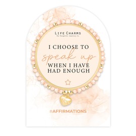 Life Charms Crystal Bead Handmade Charm Bracelet - I Choose to Speak Up Positive Affirmation Quote - Inspirational Gold Plated Mantra Jewellery