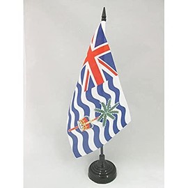 British Indian Ocean Territory Table Flag 5'' x 8'' - british Desk Flag 21 x 14 cm - Black plastic stick and base - AZ FLAG