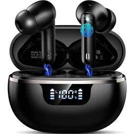Wireless Earbuds, Bluetooth 5.4 Headphones Deep Bass Stereo, in-Ear Earphones with 4 ENC Mics, 45H Playtime LED Display Mini Charging Case Ear Buds, IP7 Waterproof Wireless Headphones for Android iOS