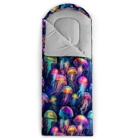 OUIXOTIC Jellyfish Camping Sleeping Bags for Girls Kids, Lightweight Waterproof Sleeping Bagstravelin and Outdoors, Camping Gear Equipment