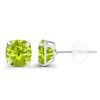 Solid 14K White Gold 6mm Cushion Natural Green Peridot August