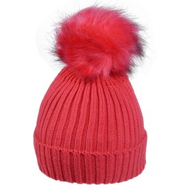 Gustav Müller Knitted Hat with Bobble 3 Colours, red