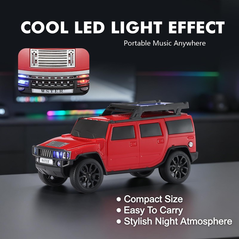 WSTER WS-696 Solar Off-Road SUV Bluetooth Speaker (Red)