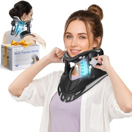 Dispositivo de tracción cervical, camilla cervical ajustable con soporte de 360 grados, collarín ergonómico para uso en casa y oficina, ligero y portá