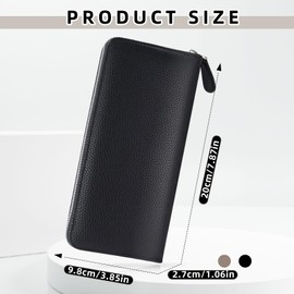 MultiValue Women Wallet, PU Leather Clutch Purses for Woman Multi-Function Large Capacity Credit Card Holder with Zipper Travel Long Wallet for Men (Black)