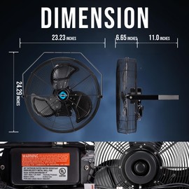 Tornado 20-Inch High Velocity Wall Fan - Outdoor Rated, IPX4 Water-Resistant, 3-Speed, 4750 CFM - Industrial, Commercial & Residential Use, Perfect for Greenhouses, UL Safety Certified