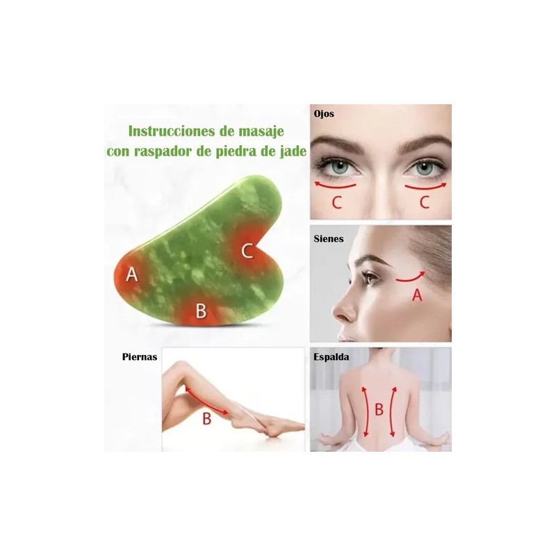 Rodillo De Masaje Facial De Jade Gua Sha Rejuvenece Kit