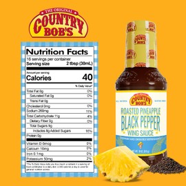 Country Bob's Roasted Pineapple & Black Pepper Wing Sauce - Sweet & Peppery, Made with Premium Ingredients, Ideal for Wings, 18oz