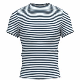 UD Original Telnyashka XL Cotton Striped Short Sleeved T-Shirt Top Navy Blue Sailor Shirt-280g Fabric Weight 300g Compressed"
