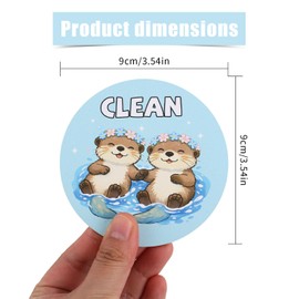 Dishwasher Magnet Clean Dirty Sign, Funny Double Sided Reversible Flip Strong Magnet Animal Theme Dishwasher Sign Dish Washer Decor for Kitchen Refrigerator Laundry Room Essentials Accessory (Otter)