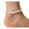 Pearls Ankle Stretchable Bracelet with Butterfly Charm