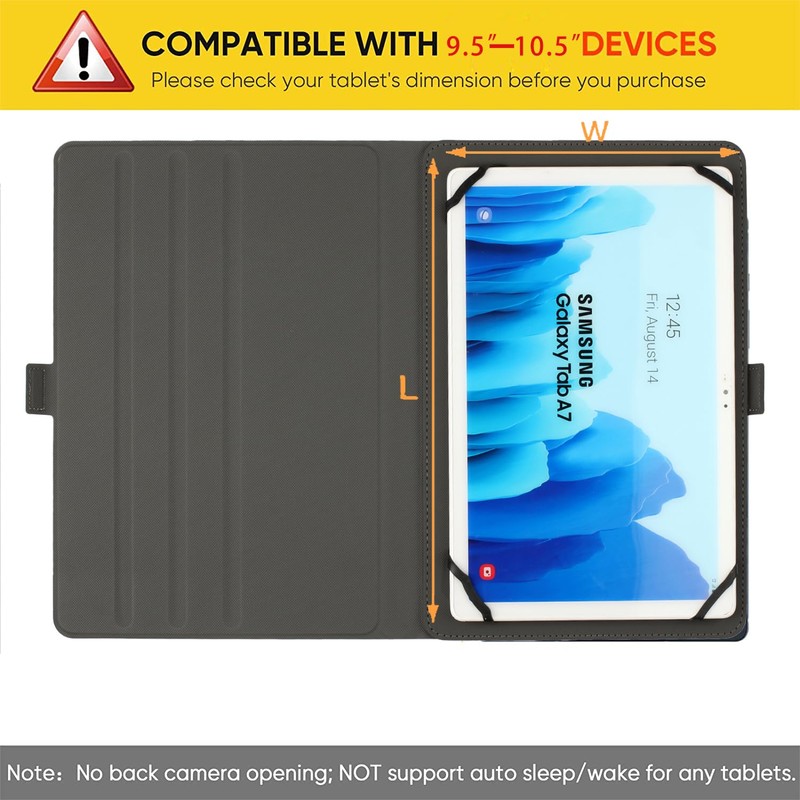 Pudazvi Universal 9.5"-10.5" Inch Tablet Case,360 Degree Rotatable Kickstand Multiple