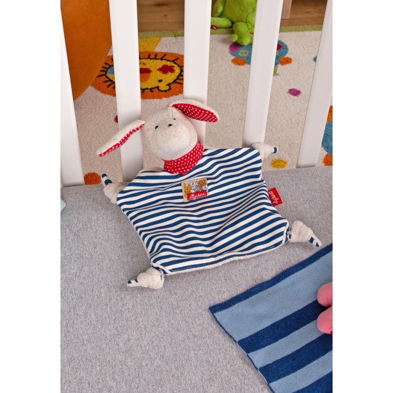 Sigikid Comforter Dog (White with Dark Blue Stripes)