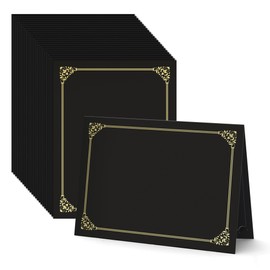 BELLE KR® Black Certificate Holders 8.5 x 11, 50 Pcs - Used as Award Certificate Folders with Gold Foil Border for Letter Size 8.5" x 11" Certificates, Awards, Documents and Diplomas