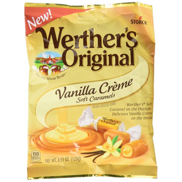 Werther's Original Soft Vanilla Crème Caramel Candy, 4.51 Oz Bags (Pack of 12)