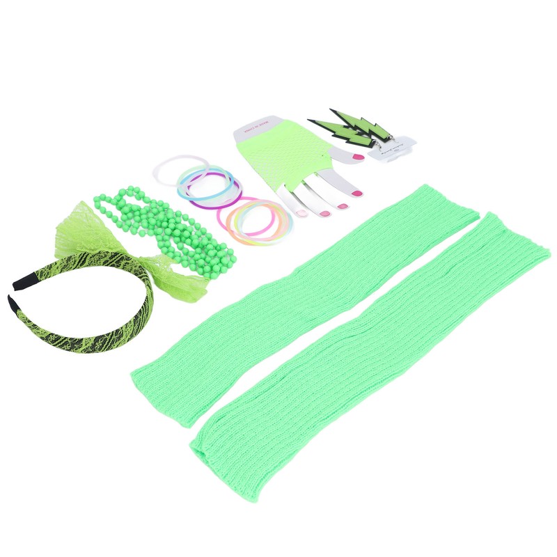 80s Earring Neon Headband Set Accessories Silicone Light Bracelets Headband