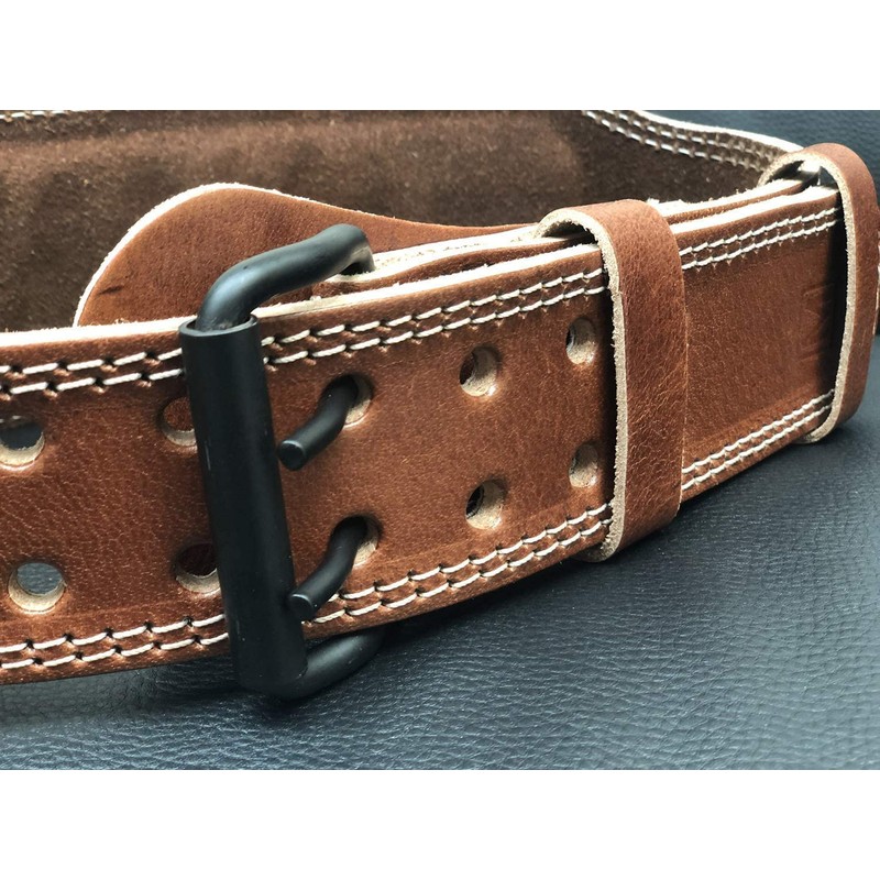 COREZONE Genuine Leather 4" Weight Lifting Belt for Men and