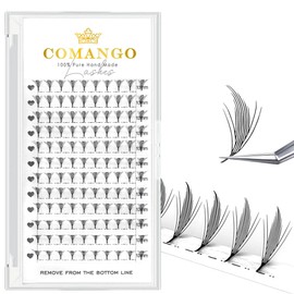 Pteris Lashes Extensions Anime Chunk Manga Lash Fans C/D Curl Spiky Wispy Lash Feather Shape Natural Comic EyeLashes 0.07mm lndividual Lashes Premade Winged Lash Fans(Black Pteris, 0.07-C-13mm)