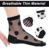 Meyeyaia 3 Pairs Sheer Ankle Socks Women,Black See-Through Mesh Socks,Dots,