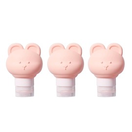SIFRTOA Cute Bear Travel Bottles Set for Toiletries 3 Pack 80ML Leak Proof Silicone Containers for Conditioner Shampoo Lotion (Pink)