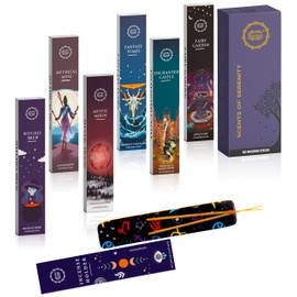 Raajsee Natural Incense Sticks with Inscent Holder, Pack of 6 Organic Insence-Sticks, 120 Incent Sticks, No Black Smoke,Witchy Gifts, Balsam & Cedar, Sandalwood, Apple Oak, Ylang Ylang, Vanilla | raajsee
