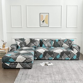 MIFXIN Sectional Sofa Covers L Shape Sectional Couch Slipcover 2 Pcs Stretch L-Type Chaise Corner Sofa Furniture Protector Slip Cover for Pets Kids Dogs Cats (Blue)