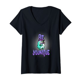 Damen Be Younique Tee Einzigartiges Einhorn Goofy T-Shirt mit V-Ausschnitt