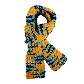 OCCIENTEC Unisex Soft Hand-Woven Scarf, Warm Hand-Knitted Scarf, Winter Scarf for Teenager, Blue-yellow-brown