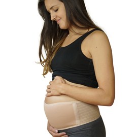 Baby Bump TLC Maternity Belt Abdominal Belly Band - Soft Breathable Belly Binder for Pregnancy One Size- Beige