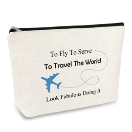 Flight Attendant Gifts for Women Makeup Bag Airplane Attendant Gift Pilot Gift Flight School Graduation Gift Travel Cosmetic Bag Flight Attendant Appreciation Gift Airplane Attendant Birthday Gift
