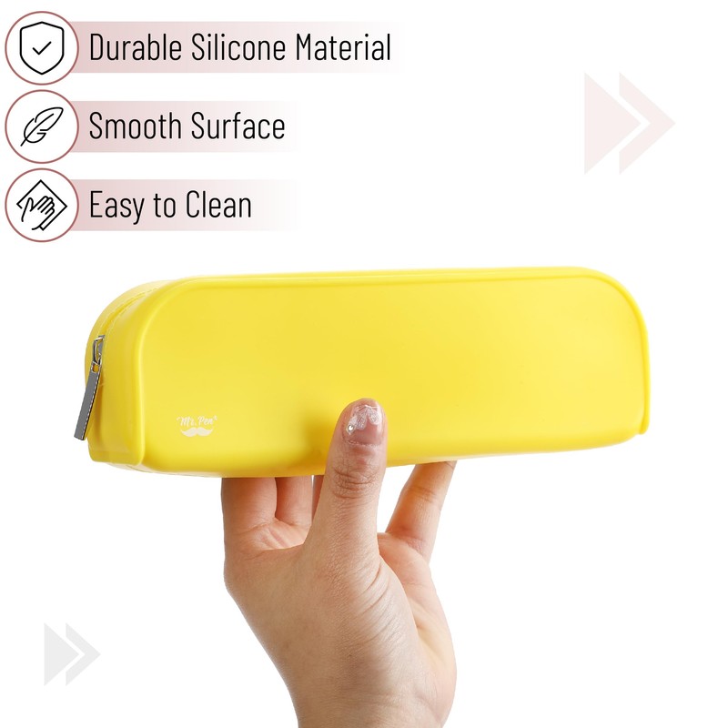 Mr. Pen- Silicone Pencil Case Pouch, Yellow, Aesthetic Multipurpose Design,