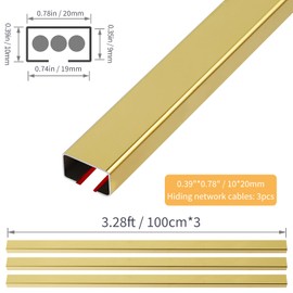 Stainless Steel Management Raceway of Cables, 3-Pack 39.37in Metal Cable Condenser, Self-Adhesive Wire Cord Hider, No Screws No Drill On Wall Cable Cover Channels for Floor Home Office Kitchen