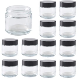Vetableclothlve 2 oz Clear Glass Jars with Lids,12 Pack 2oz Small Glass Jars with Inner Liners for Cosmetics Container,Cream,Lotion,Body Scrub