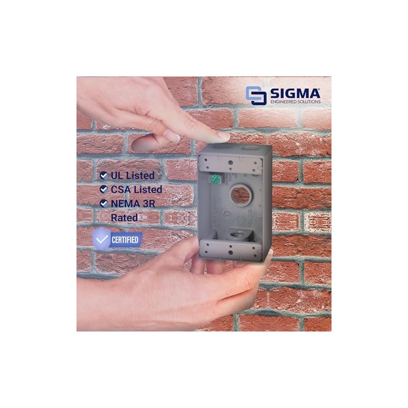 SIGMA ENGINEERED SOLUTIONS Metal Electrical Outlet Box, Weatherproof, Easy Mount