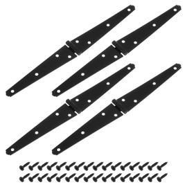 sourcing map 4Pcs Strap Hinges, 6 Inch Shed Door Hinges Heavy Duty Gate Hinge Tee Hinge with Screws for Wooden Fences Yard Doors Barn Gate, Black