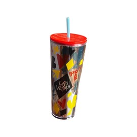 Starbucks Las Vegas Venti Lucky 777 Tumbler Orange Lid & Blue Straw