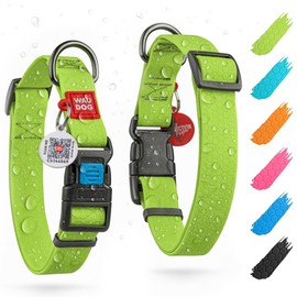 WAUDOG Waterproof Dog Collar - Adjustable, Heavy Duty with Durable Metal Clasp and QR Dog Tag - For Small, Medium, Large Dogs