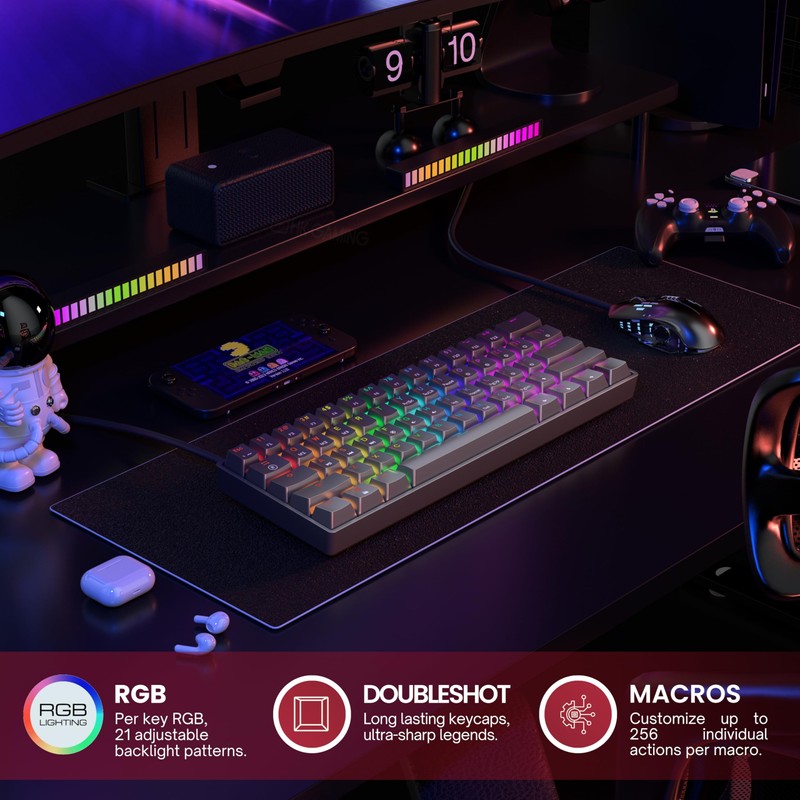 GK61 Mechanical Gaming Keyboard - 61 Keys Multi Color RGB