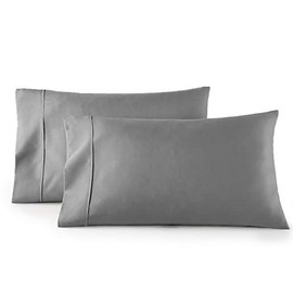 Abripedic Standard Size Pillowcases, Gray, 100% Cotton Pillowcases, Cool Cotton Sateen, Smooth Solid Pattern Weaved Pillowcases