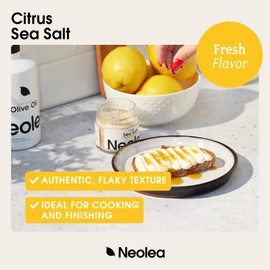 Neolea Citrus Salt from Greece – Flaky Sea Salt Flakes for Baking, Cooking, Finishing, & Topping Vegetables, Meat, Pasta – Fleur De Sel | Pairs Well w/Fish, Chicken & Margaritas | 3.5 OZ (100G)