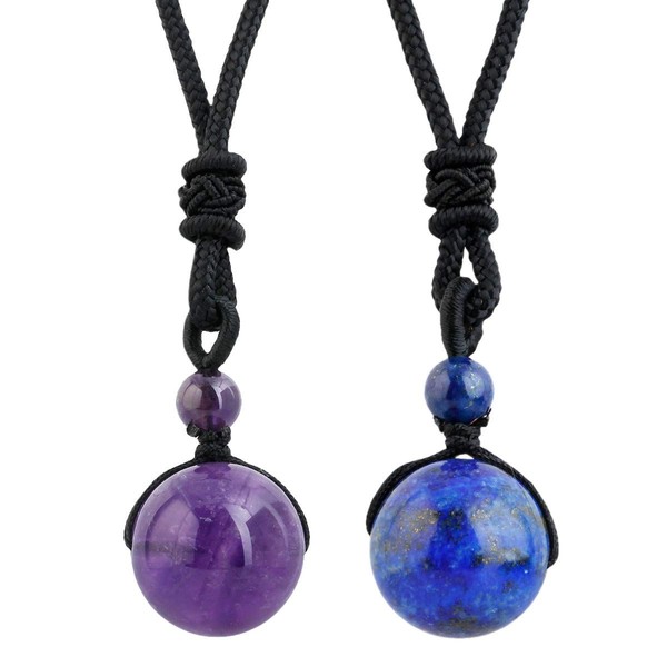mookaitedecor 2 Pieces Happy Blessing Chakra Beads Polished Stone Necklaces